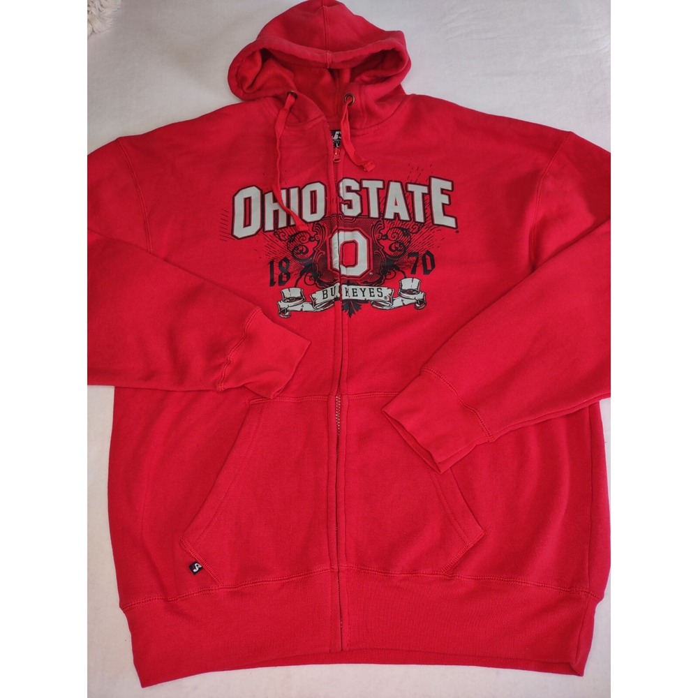 Ohio‎ State Buckeyes Mens Large Red J America Zip Hoodie Sweatshirt